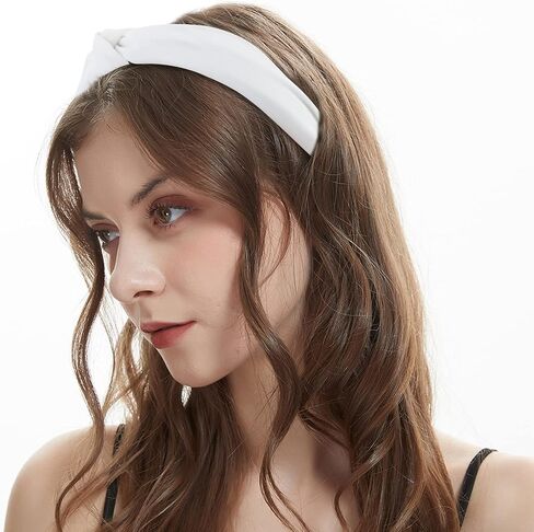 YISSION 4PCS Knotted Headbands for Women Girls Non Slip Bandana Head Bands Top Knot Headband for Women Black White Blue Headband Hair Accessories for Women in Saudi Arabia