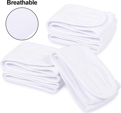 4 Counts Spa Facial Headband Whaline Head Wrap Terry Cloth Headband Stretch Towel with Magic Tape for Bath, Makeup and Sport, 3.5" Wide (Black) in Saudi Arabia