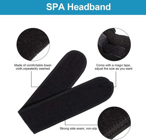 Whaline Spa Facial Headband Make Up Wrap Head Terry Cloth Headband Adjustable Towel Band for Face Washing Shower Facial Cover, 3 Pieces (Black, Pink, Gray) in Saudi Arabia