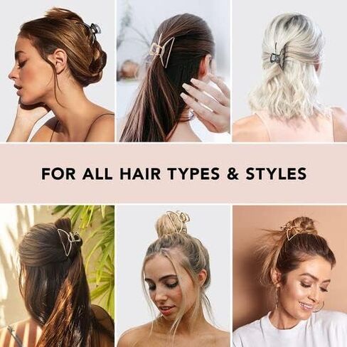Kitsch Gold Metal Claw Clips - Large Claw Clips for Thick Hair, Gold Hair Clips for Girls, Metal Hair Clips for Women, Gold Claw Clips for Thin Hair, Metal Hair Claw Clips for Women & Cute Hair Clips in Saudi Arabia