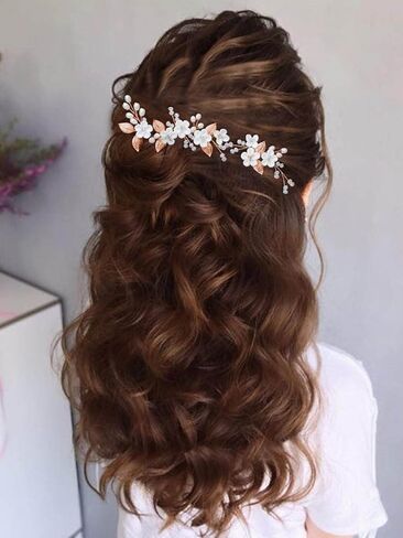 دبابيس شعر الزفاف من Casdre Flower لؤلؤة العروس إكسسوارات شعر الزفاف حجر الراين للنساء والفتيات (عبوة من 3) (فضي) in Kuwait