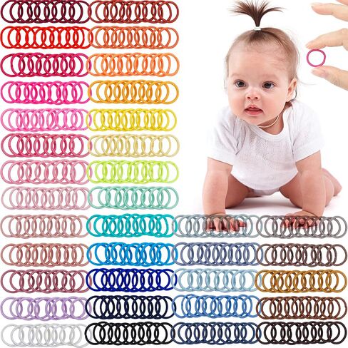 CÉLLOT 300PCS Toddler Hair Ties,2.7cm in Diameter No Crease Thumb Size Rubber Hair Elastics,Small Thin Hair Ponytail Holders Hair Accessories for Baby Girls Kids Children in Saudi Arabia