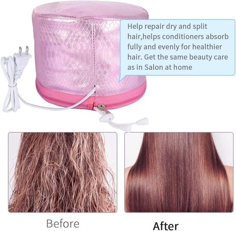Heated Electric Thermal Steamer Cap for Natural Black Afro Hair - Hot Spa Treatment Hat with Temperature Control for Deep Conditioning at Home - Black in Kuwait