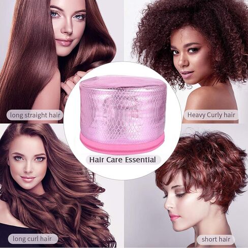Heated Electric Thermal Steamer Cap for Natural Black Afro Hair - Hot Spa Treatment Hat with Temperature Control for Deep Conditioning at Home - Black in Kuwait