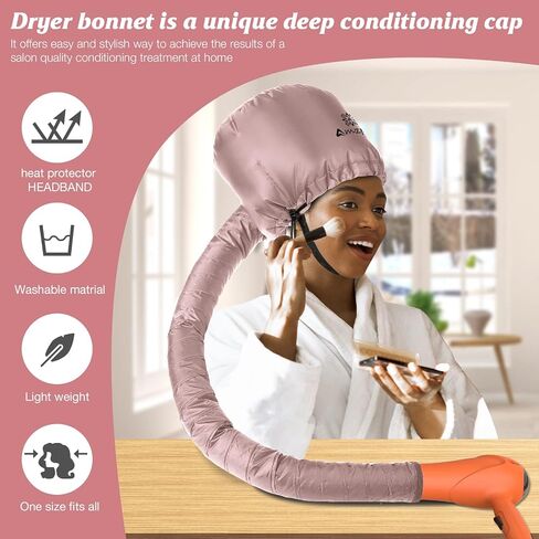Bonnet Hood Hair Dryer Attachment - Soft, Adjustable Extra Large Bonnet Hair Dryer for Speeds Up Drying Time at Home, Easy to Use for Styling, Curling and Deep Conditioning (Black) in Saudi Arabia
