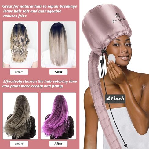 Bonnet Hood Hair Dryer Attachment - Soft, Adjustable Extra Large Bonnet Hair Dryer for Speeds Up Drying Time at Home, Easy to Use for Styling, Curling and Deep Conditioning (Black) in Saudi Arabia