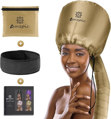 Bonnet Hood Hair Dryer Attachment - Soft, Adjustable Extra Large Bonnet Hair Dryer for Speeds Up Drying Time at Home, Easy to Use for Styling, Curling and Deep Conditioning (Black) in Saudi Arabia