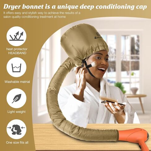 Bonnet Hood Hair Dryer Attachment - Soft, Adjustable Extra Large Bonnet Hair Dryer for Speeds Up Drying Time at Home, Easy to Use for Styling, Curling and Deep Conditioning (Black) in Saudi Arabia