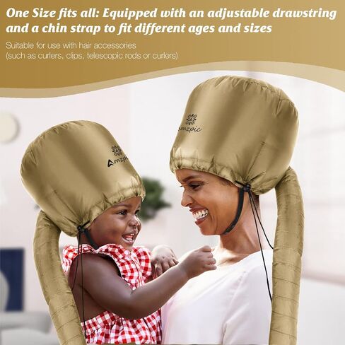 Bonnet Hood Hair Dryer Attachment - Soft, Adjustable Extra Large Bonnet Hair Dryer for Speeds Up Drying Time at Home, Easy to Use for Styling, Curling and Deep Conditioning (Black) in Saudi Arabia