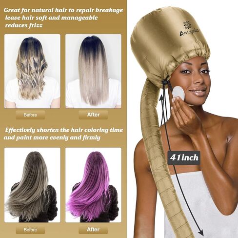 Bonnet Hood Hair Dryer Attachment - Soft, Adjustable Extra Large Bonnet Hair Dryer for Speeds Up Drying Time at Home, Easy to Use for Styling, Curling and Deep Conditioning (Black) in Saudi Arabia
