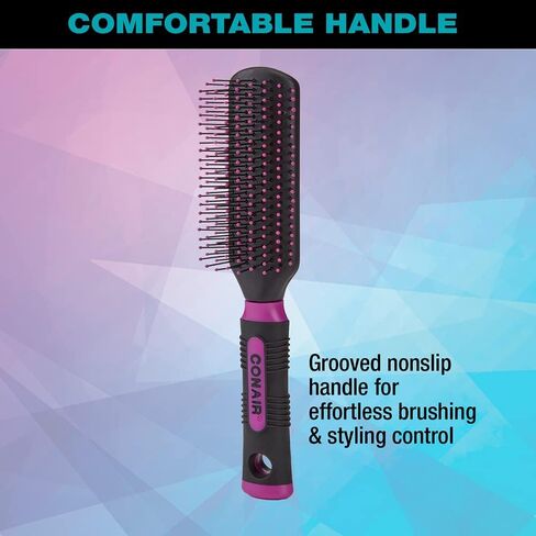 Conair Salon Results Hairbrush for Men and Women, Hairbrush for Everyday Brushing with Nylon Bristles, Color May Vary, 1 Pack in Saudi Arabia