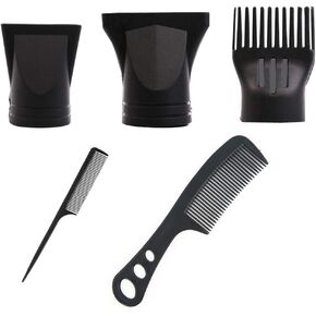 مجموعة واحدة من إكسسوارات مجفف الشعر الأسود مكونة من 5 قطع، طقم مجفف الشعر فوهة مجفف الشعر - موزع - مجفف الشعر - فوهة تجفيف - مكثف ضيق - استبدال - مشط شعر غير شامل بقطر 4 - 4.8 سم in Kuwait