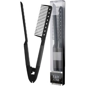 HerStyler Comb For Straightening Hair - Hair Styling Comb For Great Tresses - Flat Iron Comb With A Firm Grip - Straightening Comb For Knotty Hair - Heat Resistant Comb - Parting Comb (Black)