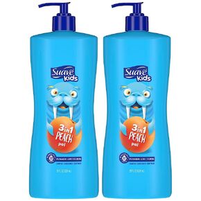 شامبو Suave Kids 3 في 1 مع Peach Pal - شامبو وبلسم للأطفال لا يسبب الدموع، غسول للجسم للأطفال، صابون للأطفال، 16.6 أونصة سائلة (عبوة من قطعتين) in Kuwait