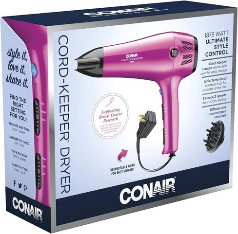 مجفف شعر كونير مع سلك قابل للسحب، مجفف شعر بقوة 1875 وات in Kuwait