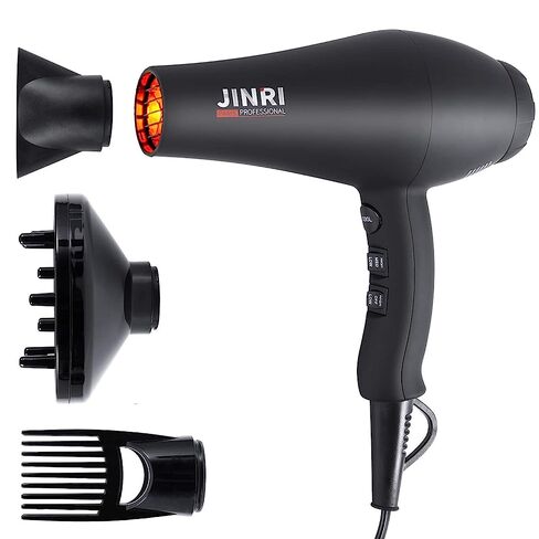 Infrared Hair Dryer, Professional Salon Negative Ionic Blow Dryers for Fast Drying, Pro Ion Quiet Hairdryer with Diffuser & Concentrator & Comb,Black in Saudi Arabia