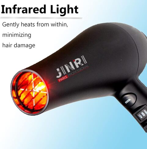 Infrared Hair Dryer, Professional Salon Negative Ionic Blow Dryers for Fast Drying, Pro Ion Quiet Hairdryer with Diffuser & Concentrator & Comb,Black in Saudi Arabia