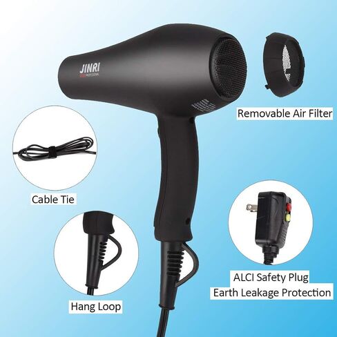 Infrared Hair Dryer, Professional Salon Negative Ionic Blow Dryers for Fast Drying, Pro Ion Quiet Hairdryer with Diffuser & Concentrator & Comb,Black in Saudi Arabia