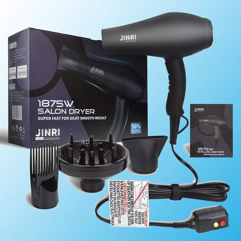 Infrared Hair Dryer, Professional Salon Negative Ionic Blow Dryers for Fast Drying, Pro Ion Quiet Hairdryer with Diffuser & Concentrator & Comb,Black in Saudi Arabia
