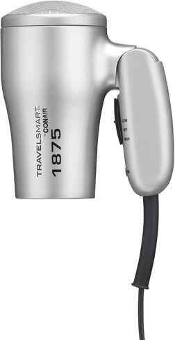 Conair 1875 Watt Compact Dual Voltage Travel Hair Dryer with Folding Handle, Grey in Kuwait