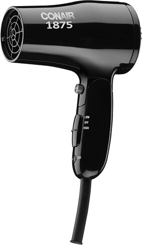 Conair 1875 Watt Compact Dual Voltage Travel Hair Dryer with Folding Handle, Grey in Kuwait