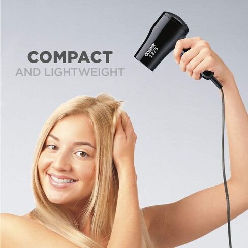 Conair 1875 Watt Compact Dual Voltage Travel Hair Dryer with Folding Handle, Grey in Kuwait