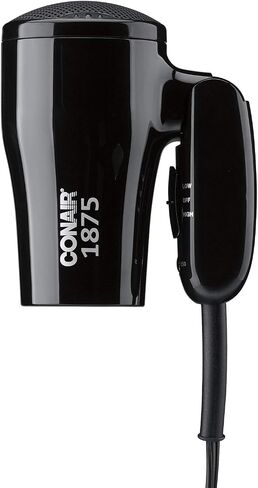 Conair 1875 Watt Compact Dual Voltage Travel Hair Dryer with Folding Handle, Grey in Kuwait