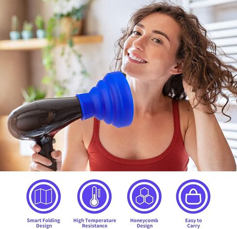 Travel Hair Dryer Diffuser, Segbeauty Collapsible Portable Hair Diffuser, Profession Blow Dryer Diffuser Attachment for Natural Thick Hair, Suitable for Nozzle 1.65 inches to 1.77 inches - Black in Saudi Arabia