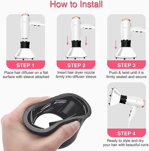 Slip-On Hair Diffuser Hair Dryer Attachment to Fit Nozzles from 1¾ to 2¼ inches for Curly and Natural Wavy Hair (White) in Saudi Arabia