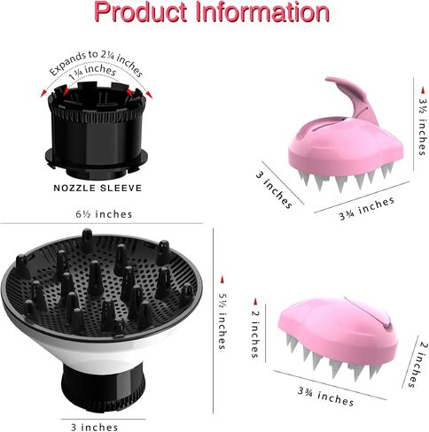 Slip-On Hair Diffuser Hair Dryer Attachment to Fit Nozzles from 1¾ to 2¼ inches for Curly and Natural Wavy Hair (White) in Saudi Arabia