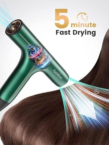 مجفف شعر Slopehill سريع الجفاف، مجفف شعر أيوني احترافي منخفض الضوضاء، حماية من الحرارة الزائدة، تصفيف يمكن التحكم فيه، أوكسي نشط، 2 مرفقات مغناطيسية، قوي للصالون، السفر in Kuwait