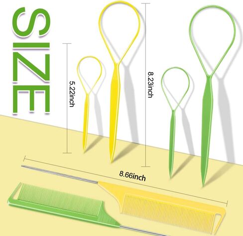 TsMADDTs 3Pack Hair Loop Tool Set with 2Pcs French Braid Tool Loop 1Pcs Rat Tail Comb Metal Pin Tail Braiding Comb for Hair Styling, Pink in Saudi Arabia