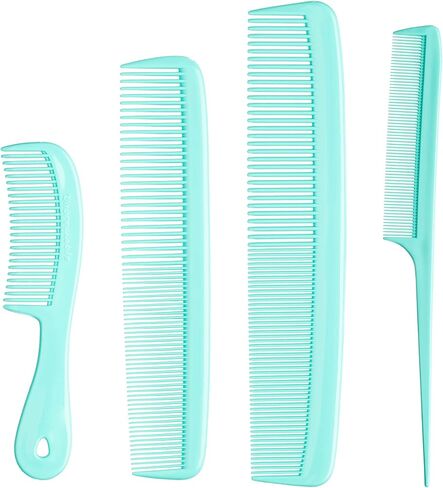 Mars Wellness 4 Piece Professional Comb Set Black - USA MADE - Fine Pro Tail Combs, Dresser Hair Comb Styling Comb - Premium Grade for Men and Women - Parting Teasing and Styling in Kuwait