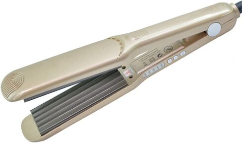Hair Crimper Straightening Iron Professional 1.5 inch Plate Crimper Hair Tool Corrugation Iron Hair Curler Titanium Flat Iron Adjustable Temperature Corn Perm Corrugated Curler Gold in Saudi Arabia