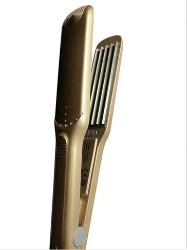 Hair Crimper Straightening Iron Professional 1.5 inch Plate Crimper Hair Tool Corrugation Iron Hair Curler Titanium Flat Iron Adjustable Temperature Corn Perm Corrugated Curler Gold in Saudi Arabia