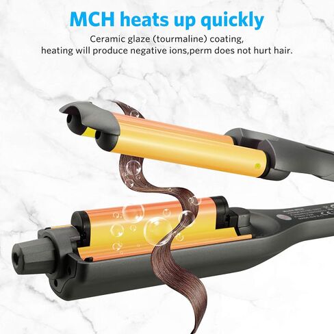 مكواة تجعيد الشعر من السيراميك، مكواة تجعيد الشعر، تمويج الشعر لأمواج الشاطئ، مكواة تجعيد الأسطوانة العميقة، 3 أسطوانات مكواة تجعيد 0.59 بوصة / 15 مم تجعيد الشعر الفوري هدايا عيد الحب للنساء in Kuwait