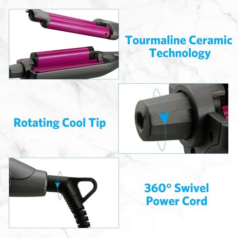 مكواة تجعيد الشعر من السيراميك، مكواة تجعيد الشعر، تمويج الشعر لأمواج الشاطئ، مكواة تجعيد الأسطوانة العميقة، 3 أسطوانات مكواة تجعيد 0.59 بوصة / 15 مم تجعيد الشعر الفوري هدايا عيد الحب للنساء in Kuwait