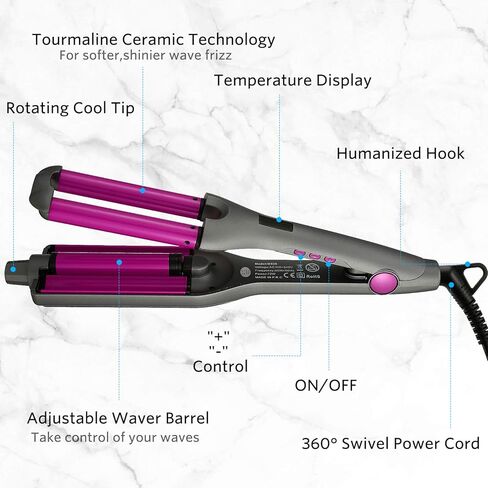 مكواة تجعيد الشعر من السيراميك، مكواة تجعيد الشعر، تمويج الشعر لأمواج الشاطئ، مكواة تجعيد الأسطوانة العميقة، 3 أسطوانات مكواة تجعيد 0.59 بوصة / 15 مم تجعيد الشعر الفوري هدايا عيد الحب للنساء in Kuwait