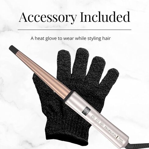 REMINGTON Shine Therapy Argan Oil & Keratin Infused ½-1 Inch Tapered Curling Wand for Natural Curls, Includes Heat Glove in Saudi Arabia