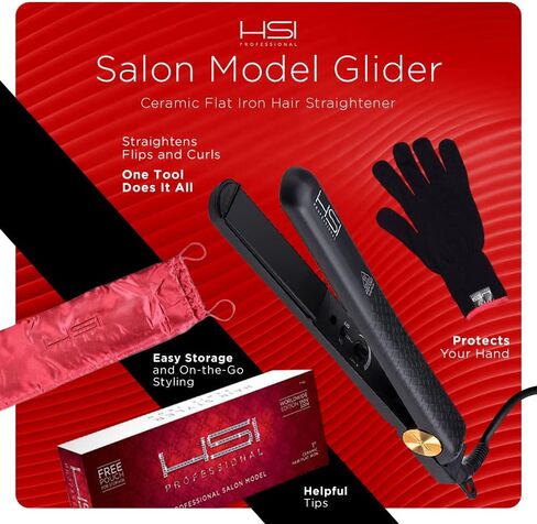 HSI بروفيشينال مكواة فرد الشعر المسطحة الايونية من السيراميك التورمالين من جلايدر | لفرد الشعر in Kuwait