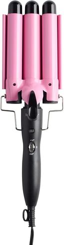 BellaPro 25mm Hair Waver – 3 Barrel Curling Iron - Beach Wave Curling Iron – 1- inch Ceramic – All Hair Types – Controlled Heat - Pink/Black in Saudi Arabia