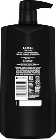 AXE 3-in-1 Body Wash Shampoo and Conditioner Easy Hair and Body Wash For Men Wash and Care Total Fresh Light and Fresh Scent Men's Shampoo 28 oz 4 Pack in Saudi Arabia