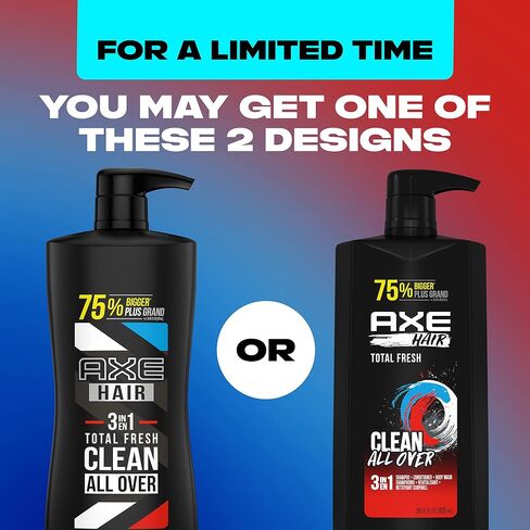 AXE 3-in-1 Body Wash Shampoo and Conditioner Easy Hair and Body Wash For Men Wash and Care Total Fresh Light and Fresh Scent Men's Shampoo 28 oz 4 Pack in Saudi Arabia