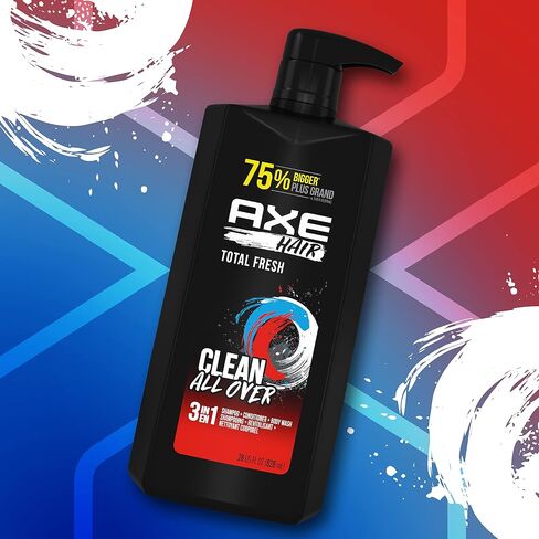 AXE 3-in-1 Body Wash Shampoo and Conditioner Easy Hair and Body Wash For Men Wash and Care Total Fresh Light and Fresh Scent Men's Shampoo 28 oz 4 Pack in Saudi Arabia