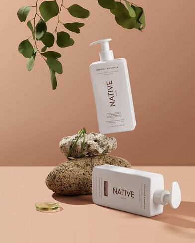 Native Shampoo and Conditioner Set | Sulfate Free, Paraben Free, Dye Free, with Naturally Derived Clean Ingredients| 16.5 oz (Coconut & Vanilla, Moisturizing), 2, 1.3 ounces in Saudi Arabia