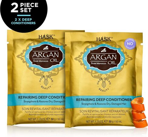 علاجات بلسم هاسك كيراتين بروتين لتنعيم الشعر بعمق لجميع أنواع الشعر، لون آمن، خالي من الغلوتين، خالي من الكبريتات، خالي من البارابين - عبوة من 12 قطعة in Kuwait