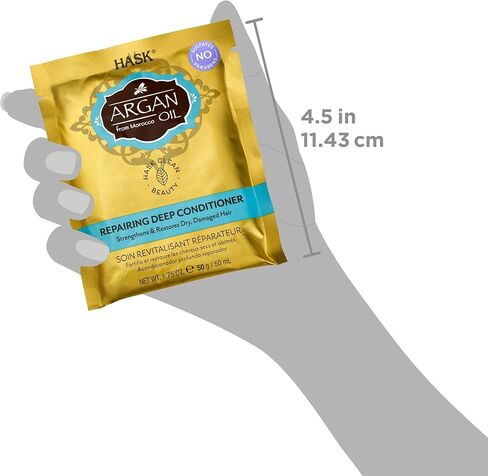 علاجات بلسم هاسك كيراتين بروتين لتنعيم الشعر بعمق لجميع أنواع الشعر، لون آمن، خالي من الغلوتين، خالي من الكبريتات، خالي من البارابين - عبوة من 12 قطعة in Kuwait