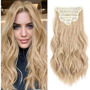 Clip in Hair Extensions, 6 PCS Natural & Soft Hair & Blends Well Hair Extensions, Lonng Wavy Hairpieces(20inch, 6pcs,Biscuit Brown)