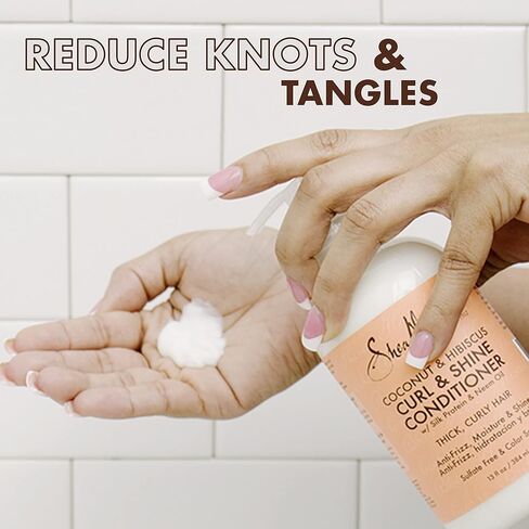 بلسم شيا مويستشر كيرل شاين سيليكون للشعر المجعد، جوز الهند، الكركديه، ترطيب وتحديد 13oz in Kuwait