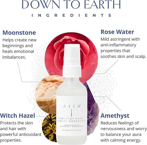 AIIR جمشت الشعر + منعش الطاقة - رذاذ الغرفة المملوء بالكريستال ورذاذ الشعر للطاقة الإيجابية، رذاذ تنظيف الطاقة مع ماء الورد للشعر - 2 أونصة سائلة in Kuwait